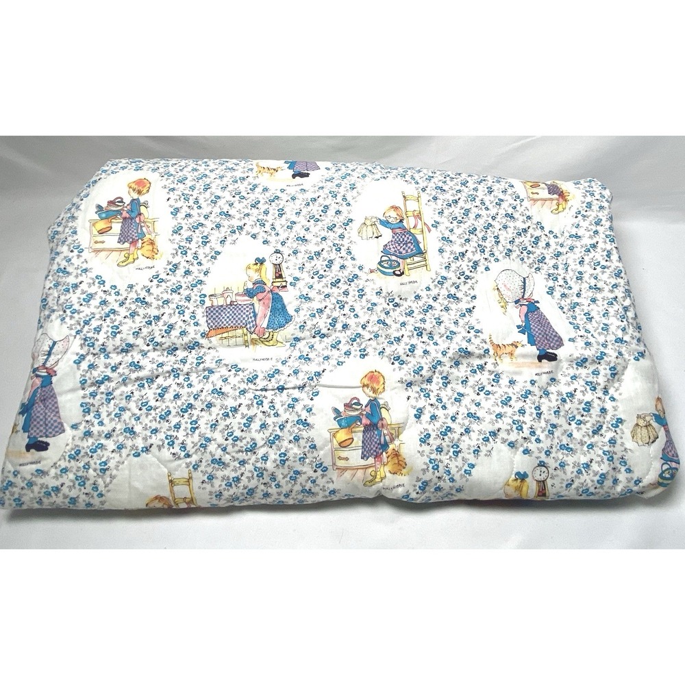 Holly Hobbie Vintage American Greeting‎ by Manes Fabric Blue Flowers 1.6 Yards